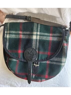 Duluth Pack Wool And Leather Bag plaid green red Black crossbody vintage rare